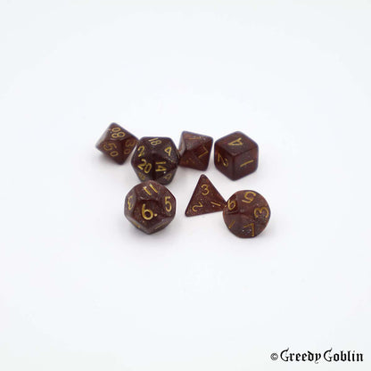 Mini Dice Set Brown with Shiny Dust