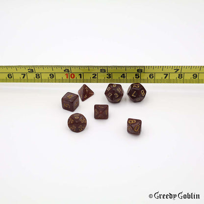 Mini Dice Set Brown with Shiny Dust