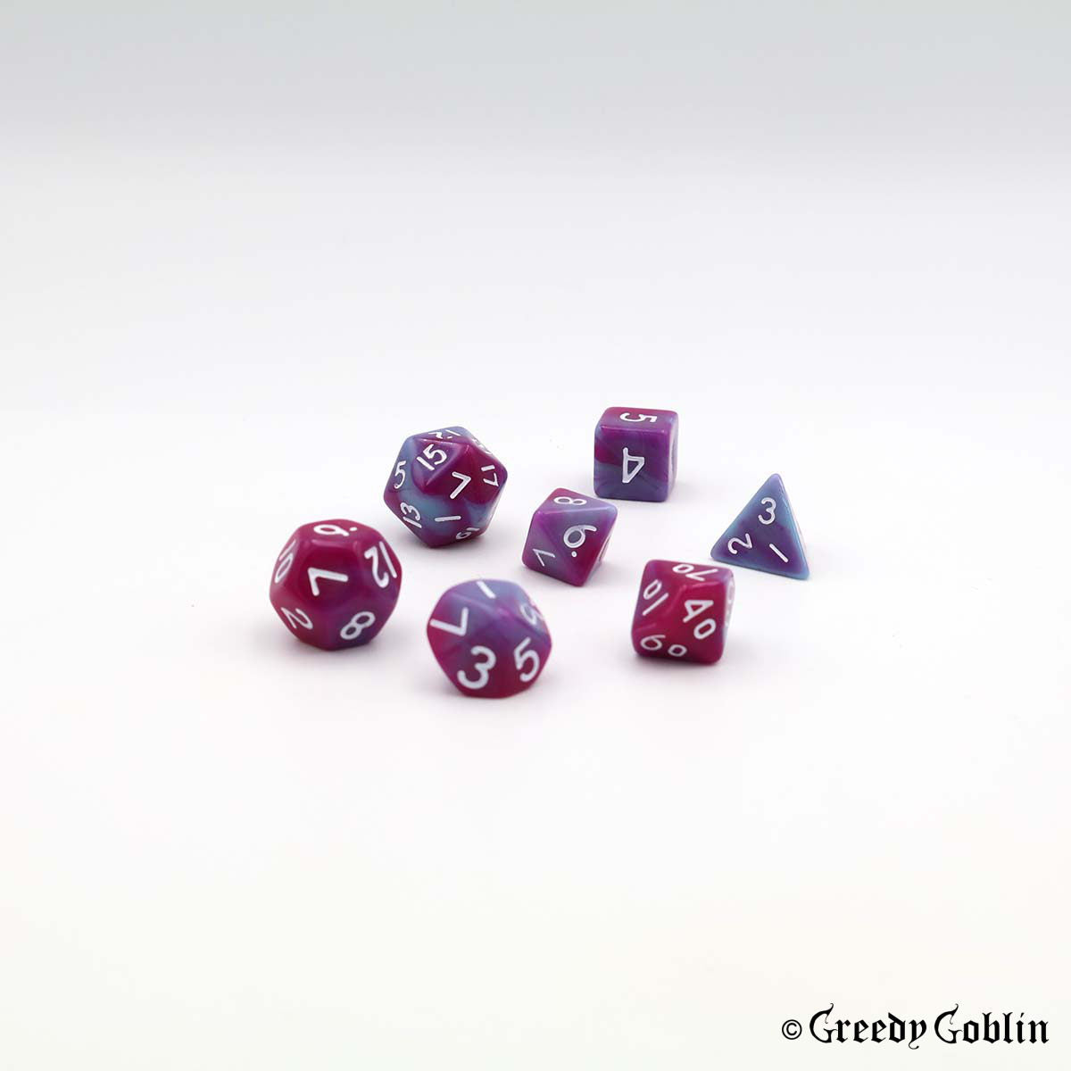 Mini Dice Set Marble Two-Tone Pink Blue