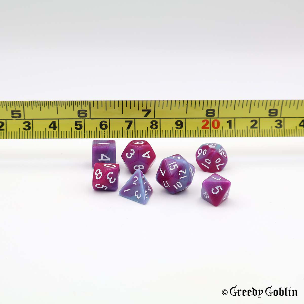 Mini Dice Set Marble Two-Tone Pink Blue