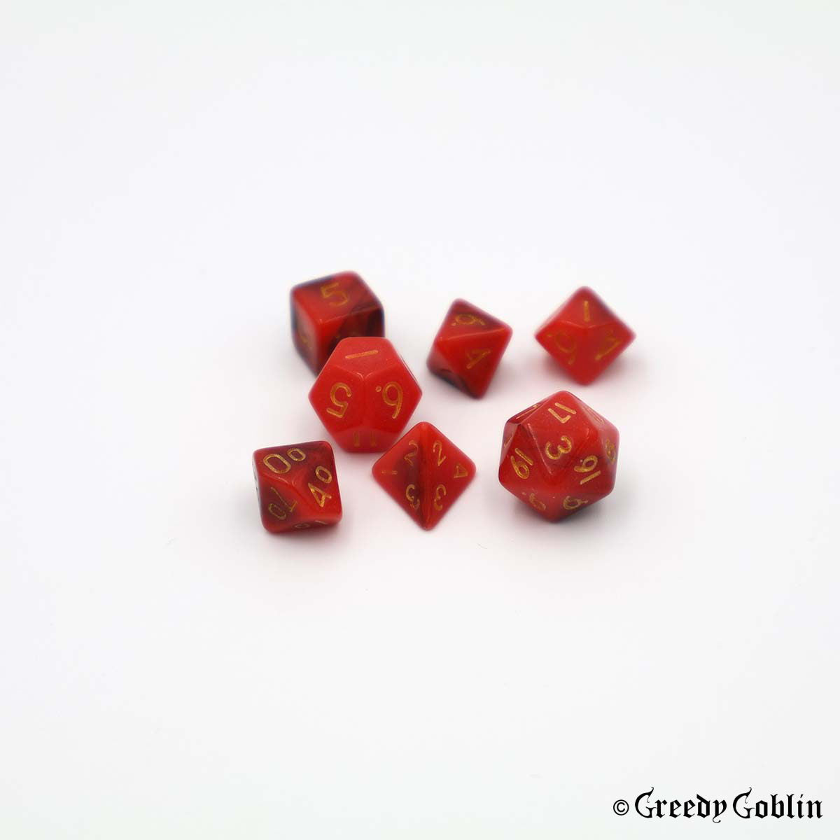 Mini Dice Set Marble Two-Tone Red Black