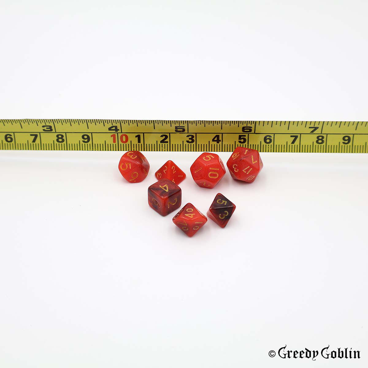 Mini Dice Set Marble Two-Tone Red Black