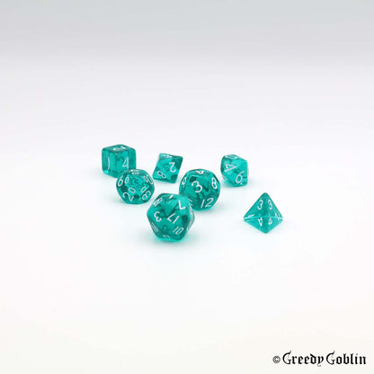 Mini Dice Set Transparent Blue-Green