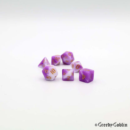 Mini Dice Set Marble Two-Tone Purple Pink