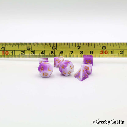 Mini Dice Set Marble Two-Tone Purple Pink