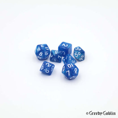 Mini Dice Set Marble Blue