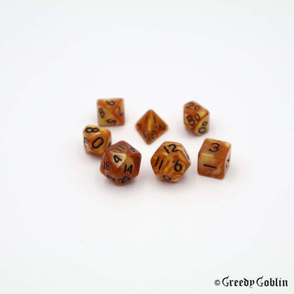 Mini Dice Set Marble Swirl Gold