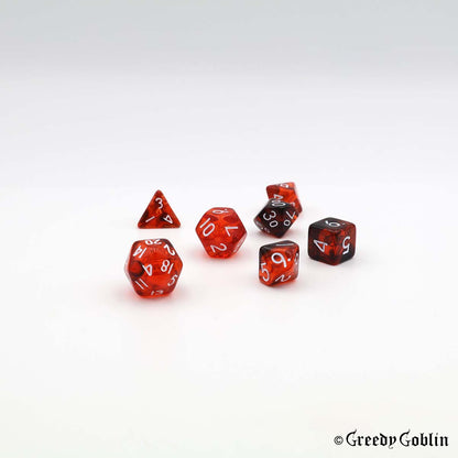 Mini Dice Set Transparent Two-Tone Red