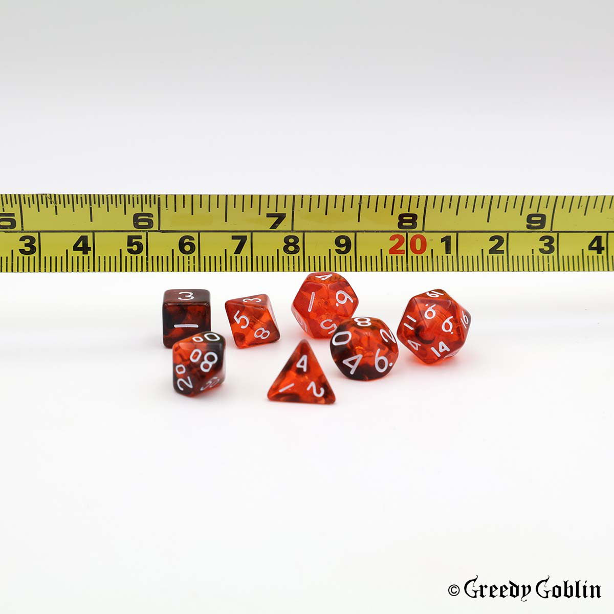 Mini Dice Set Transparent Two-Tone Red