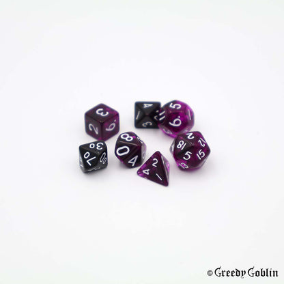 Mini Dice Set Transparent Two-Tone Purple