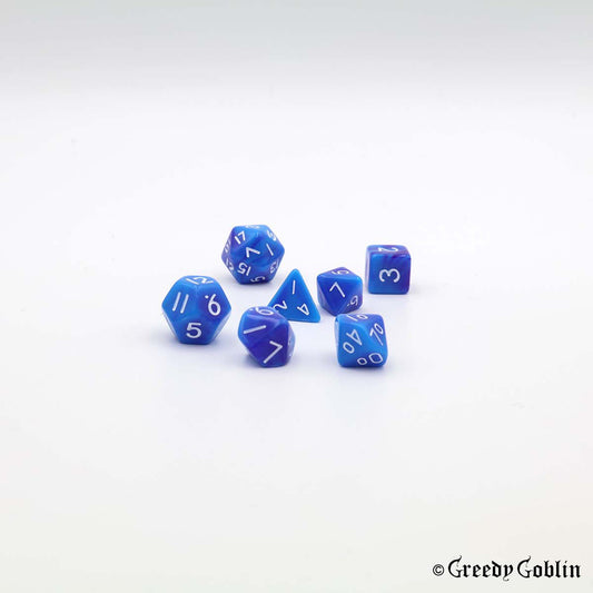 Mini Dice Set Marble Two-Tone Dark and Light Blue