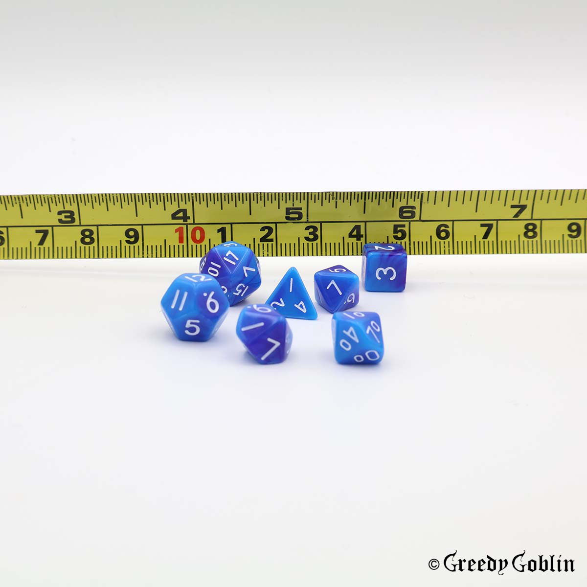 Mini Dice Set Marble Two-Tone Dark and Light Blue