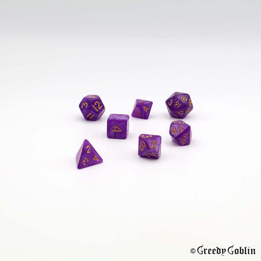 Mini Dice Set Marble Purple