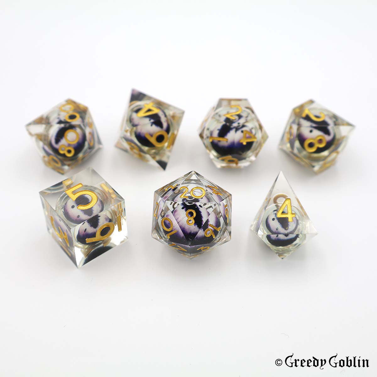 Liquid Core Dice Set (Bright Purple Eye)