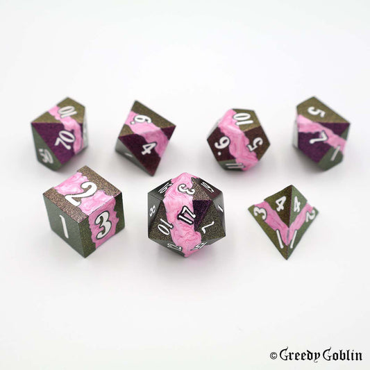 Metal Polydice Set (Purple Oil with Pink Mica)