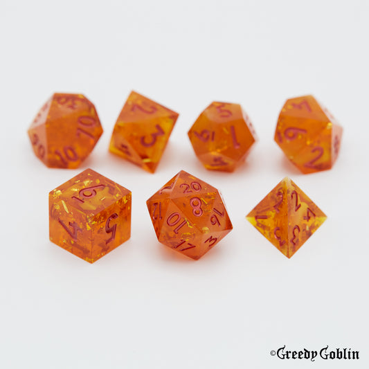 Sharp Polydice Set (Cloudy Orange / Gold flakes)