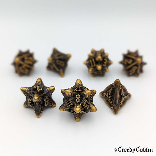 Metal Futuristic Polydice Set (Bronze)