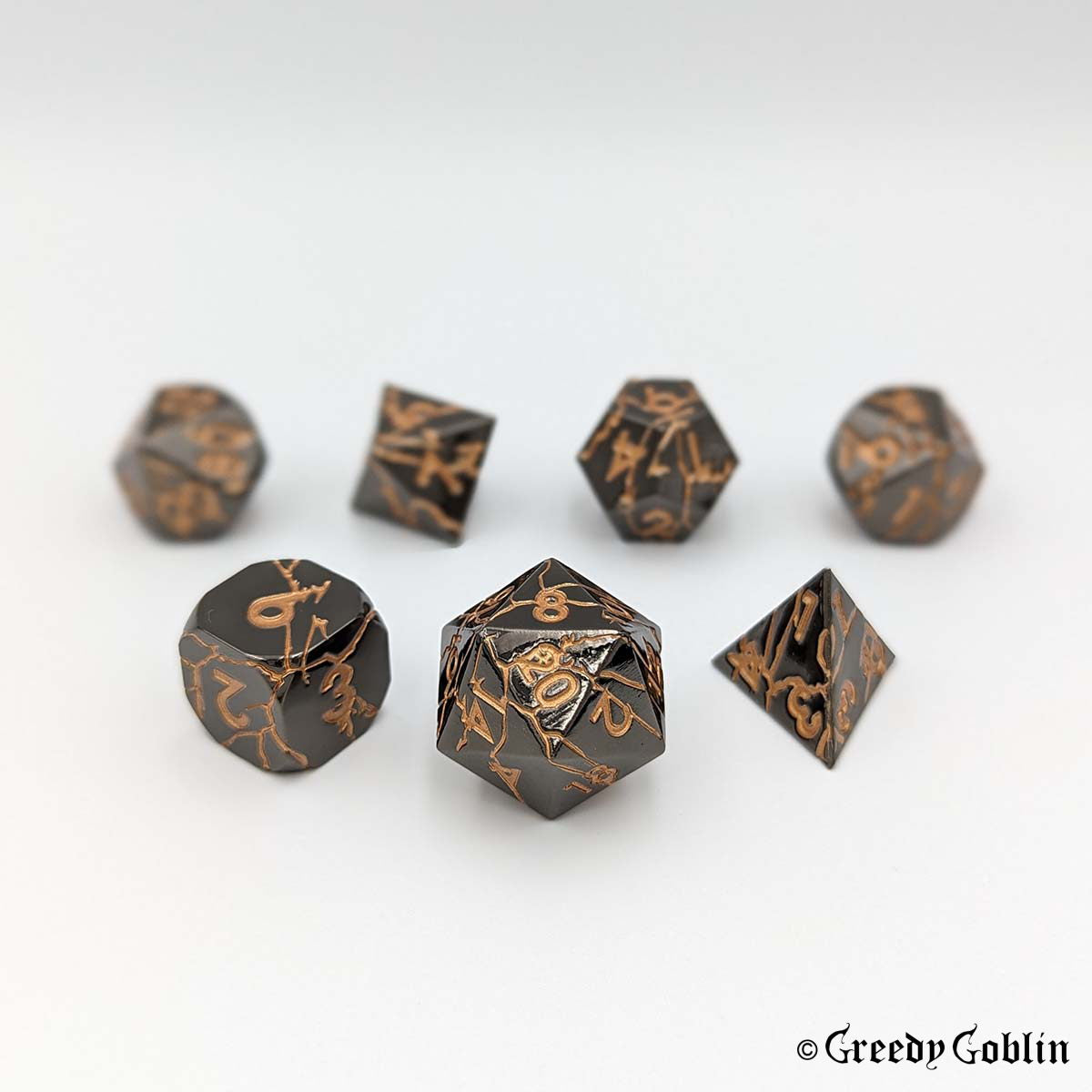 Metal Polydice Set (Metal with Copper Veins and Numbers)