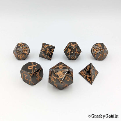 Metal Polydice Set (Metal with Copper Veins and Numbers)