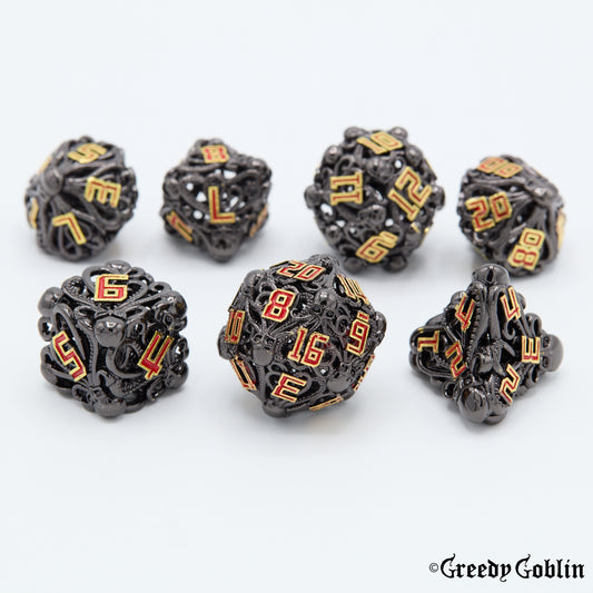 Metal Hollow Dice Set (Kraken Black)