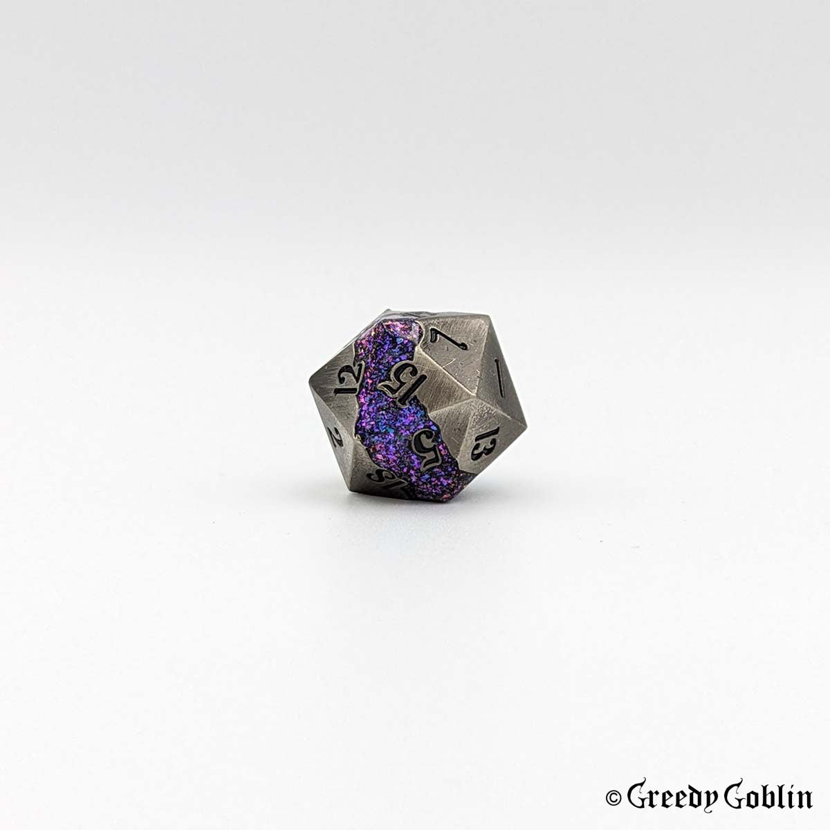 Metal Polydice Set (Brushed Metal with Purple Blue Mica)