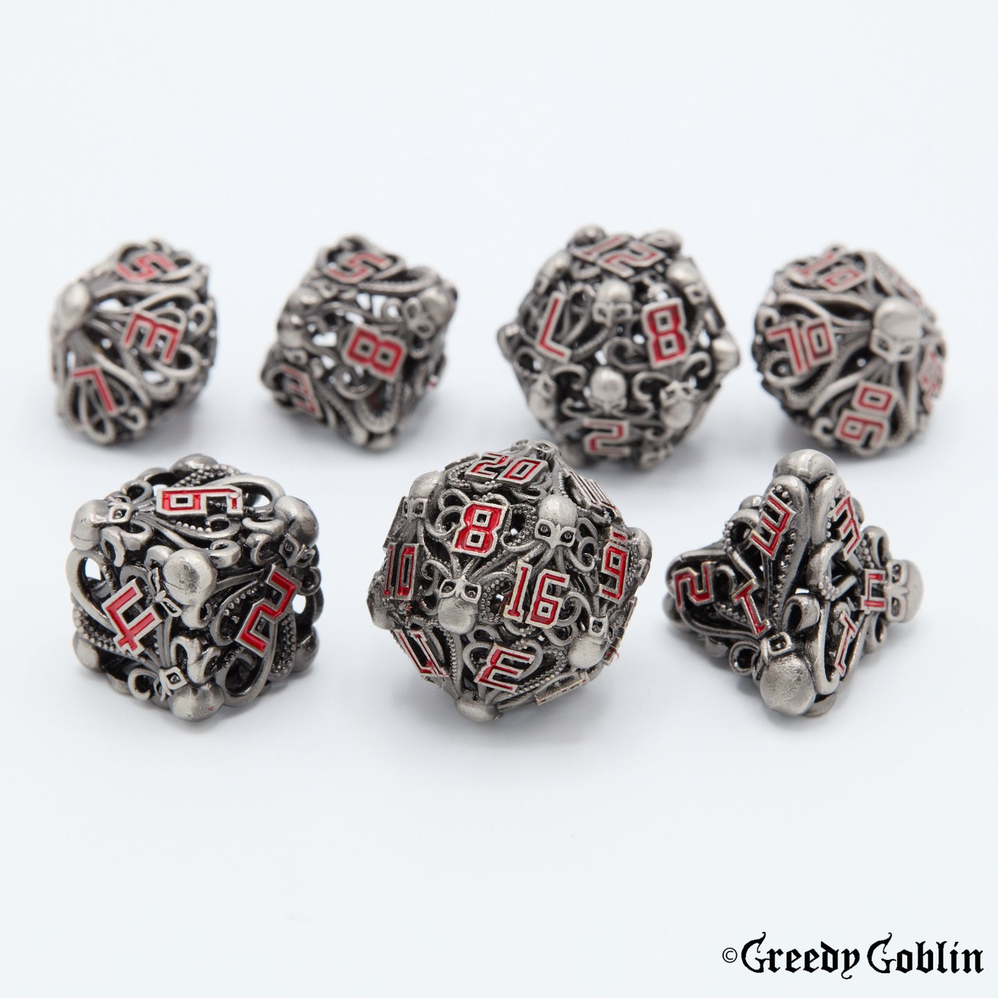 Metal Hollow Dice Set (Kraken Silver)