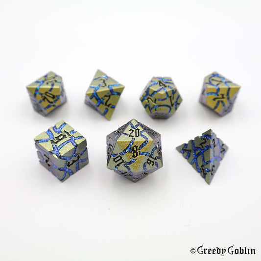 Metal Polydice Set (Gold with Blue Mica Veins)