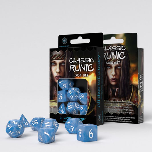 Classic Runic White & red Dice Set (7) (Q-Workshop) (SCLR04 Classic Runic White & red Dice Set (7) (Q-Workshop) (SCLR04