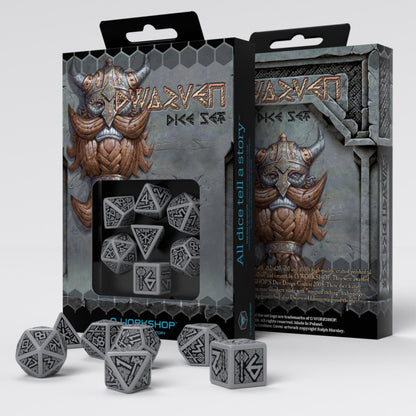 Q-Workshop Dwarven Dice Set : Grey & Black