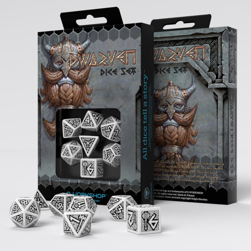 Q-Workshop Dwarven Dice Set : White & Black